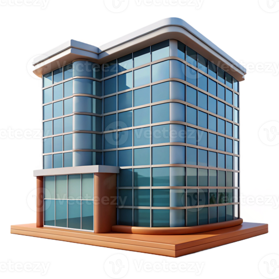 serene minimalist Modern Office Building Low Angle View Transparent Background premium png