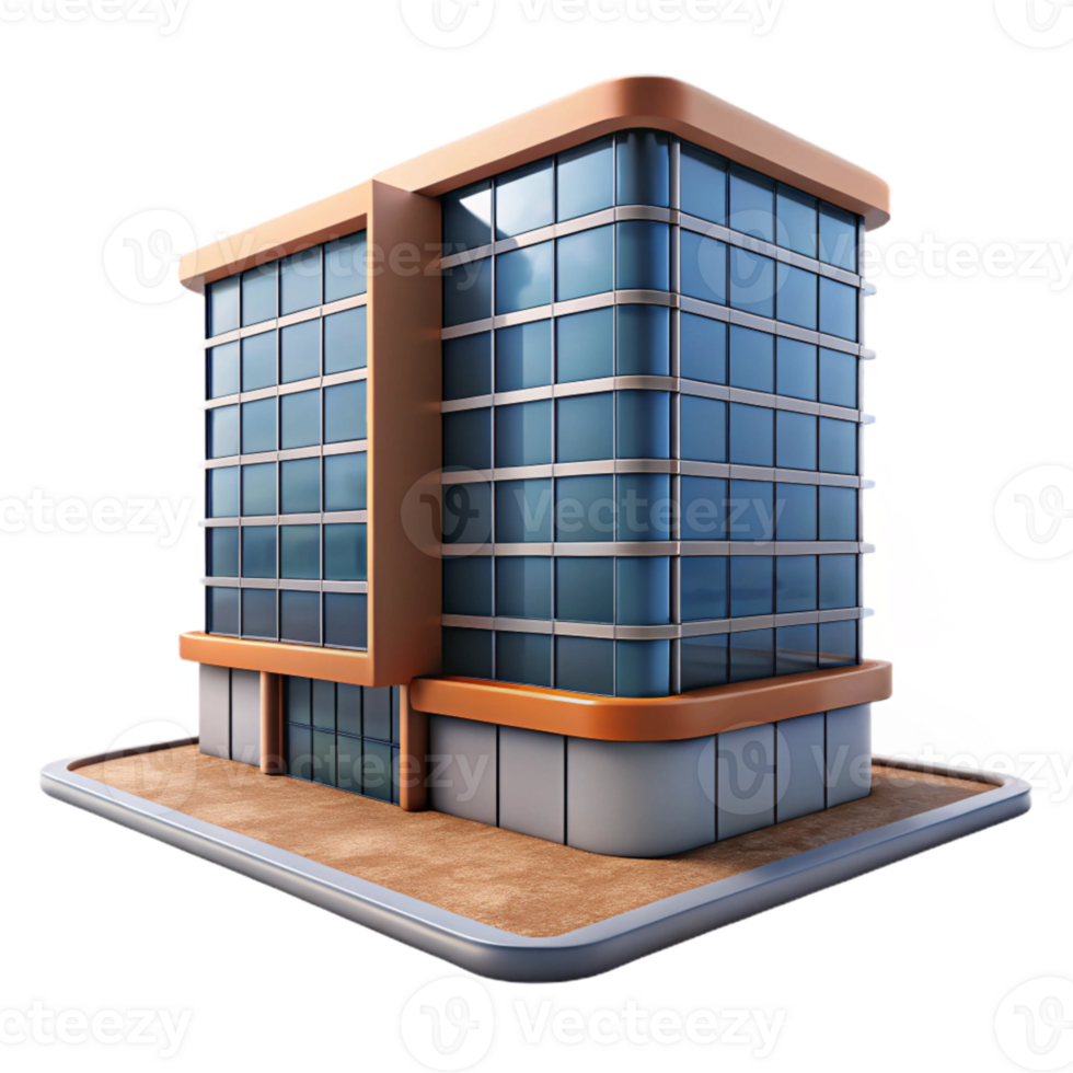elegant vintage Modern Office Building Low Angle View Transparent Background original png