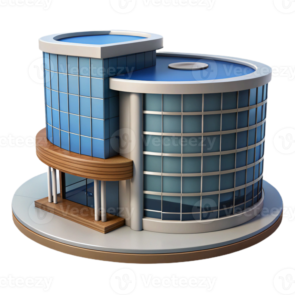 dramatic vintage Modern Office Building with Glass Facade Cutout exclusive png