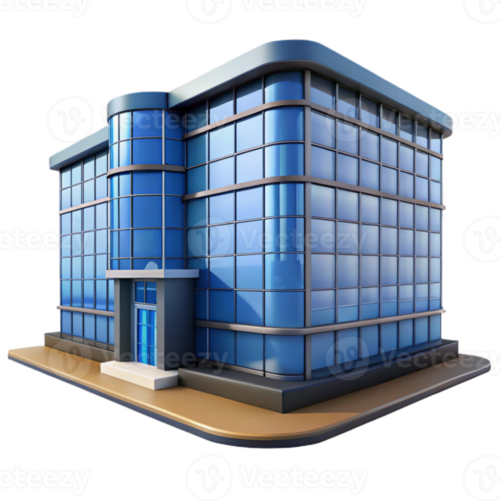 dramatic modern Modern Office Building with Glass Facade Cutout authentic png
