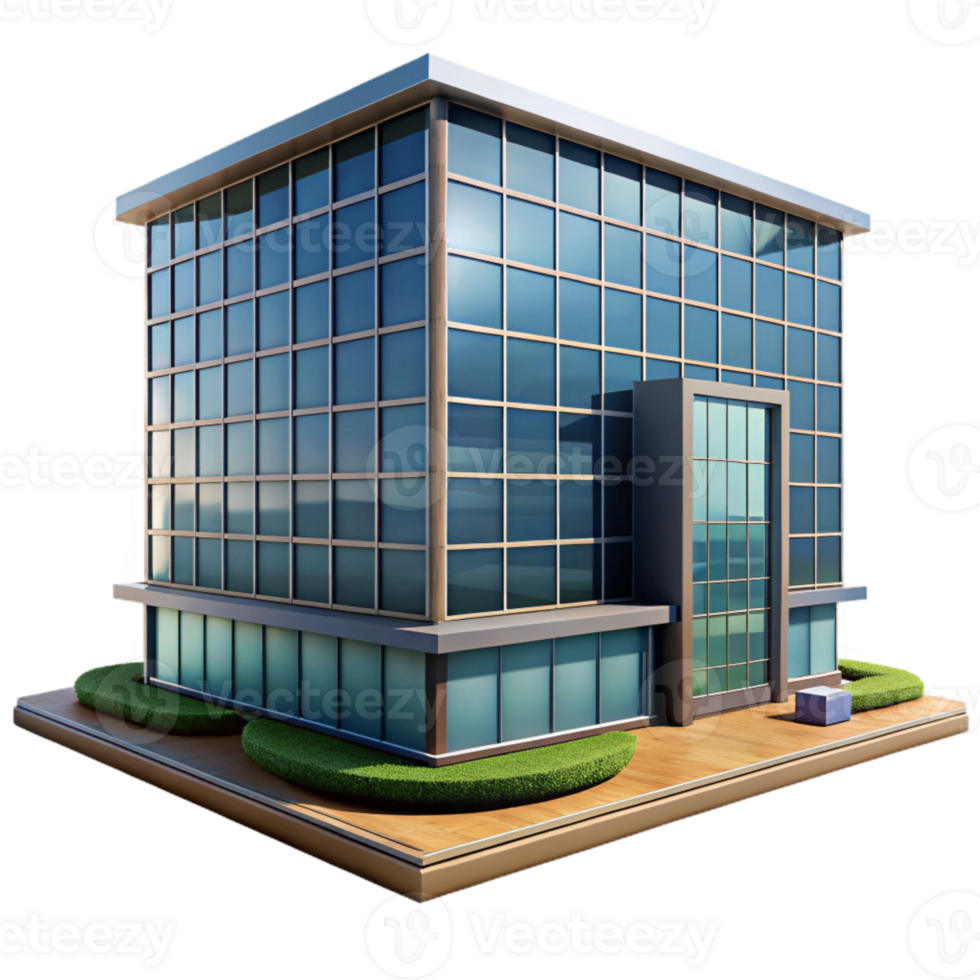 serene rustic Modern Office Building with Glass Facade Cutout professional png