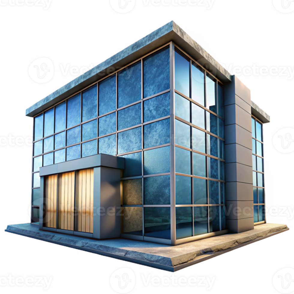 dramatic abstract Modern Office Building with Glass Facade Cutout high quality png