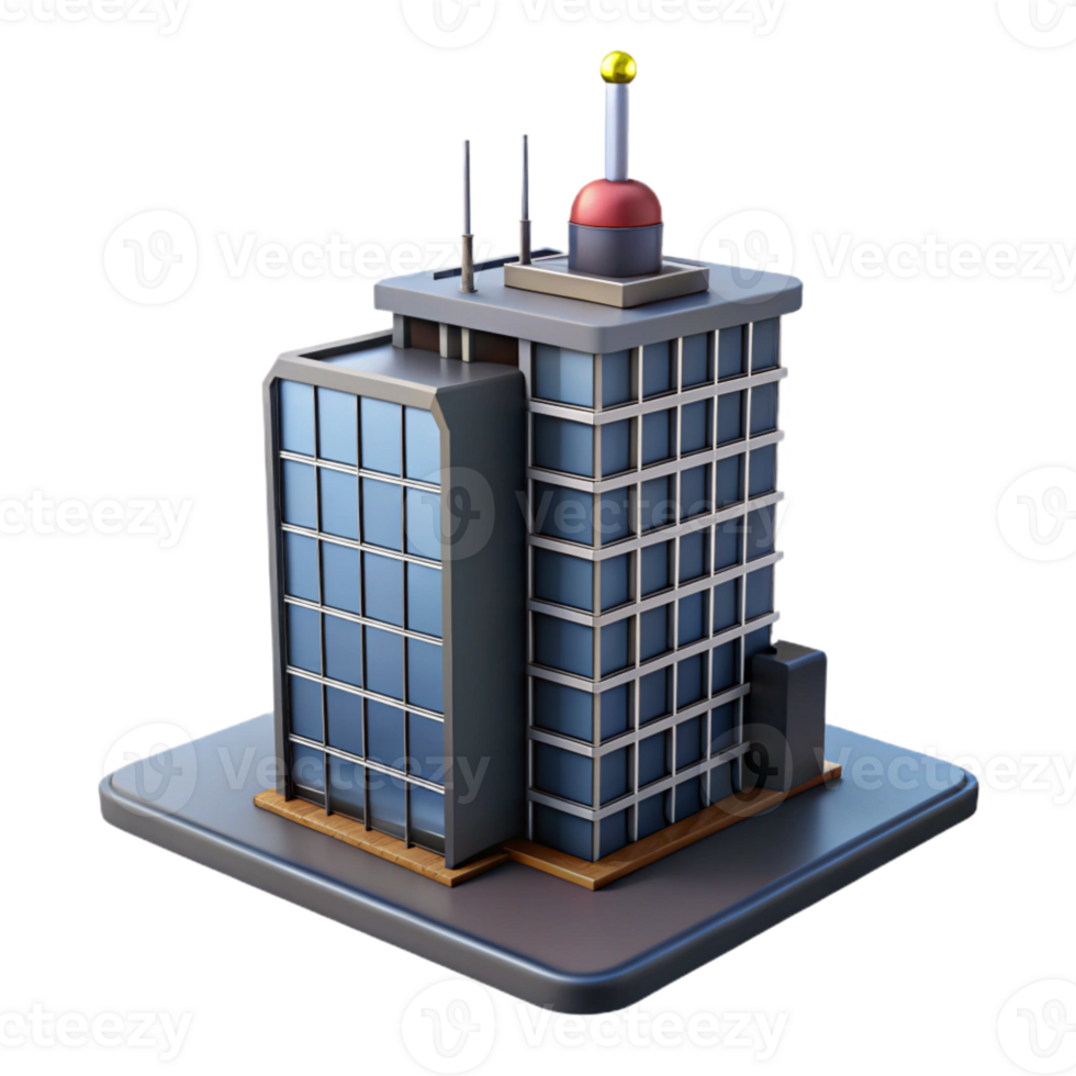 extraordinary artistic Modern Office Tower with Antenna Isolated detailed png