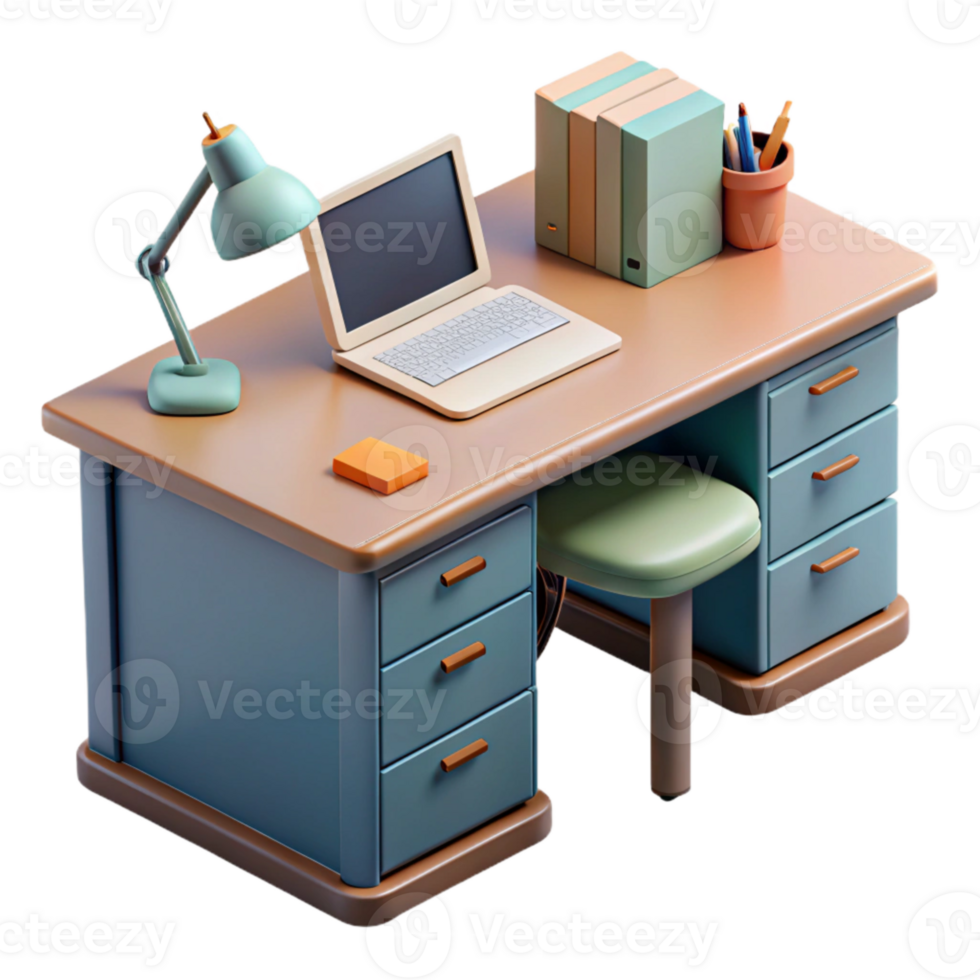 serene creative Modern Office Desk Isolated authentic png