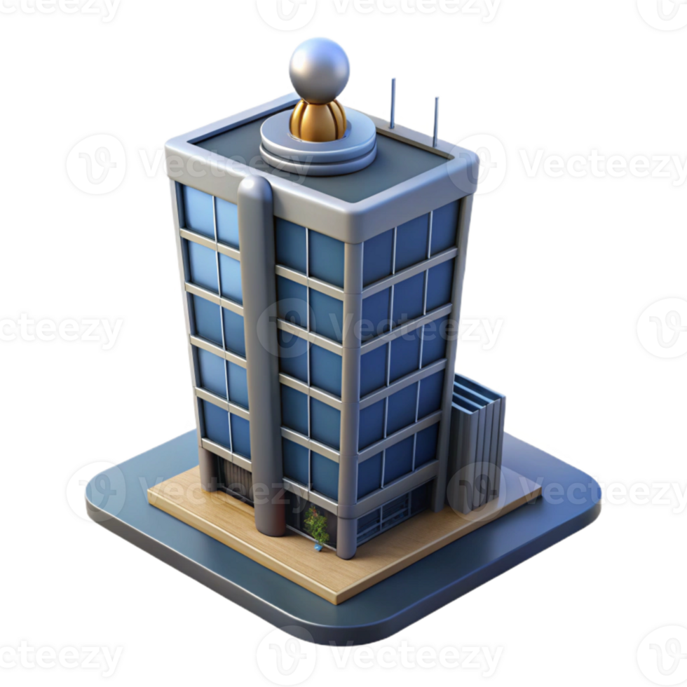 beautiful rustic Modern Office Tower with Antenna Isolated detailed png