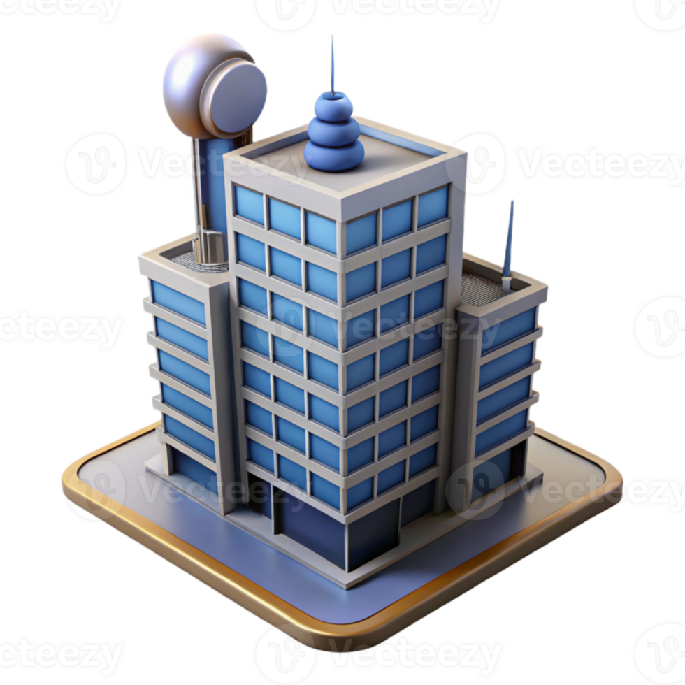 wonderful abstract Modern Office Tower with Antenna Isolated professional png