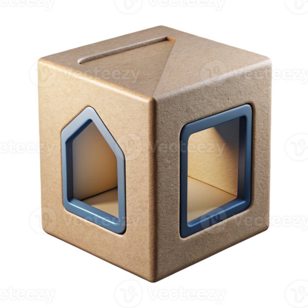 wonderful rustic Modern Packaging Box with Die Cut Window Isolated authentic png