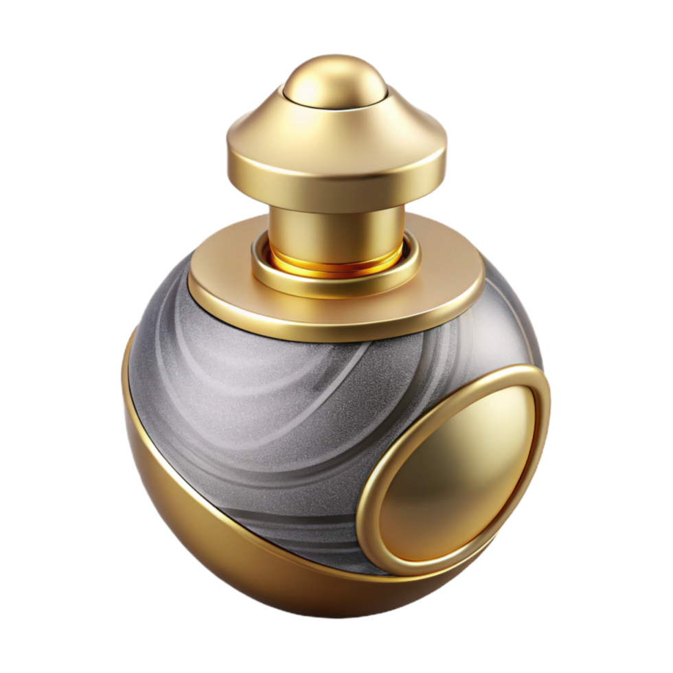extraordinary artistic Modern Perfume Bottle Design with Gold Cap Cutout high quality png