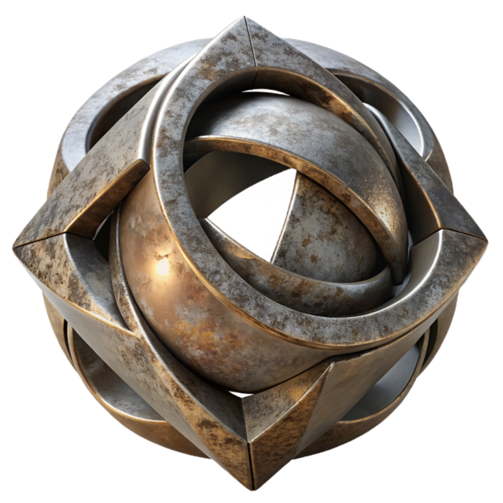 serene artistic Modern Sculpture Metal Material Isolated genuine png