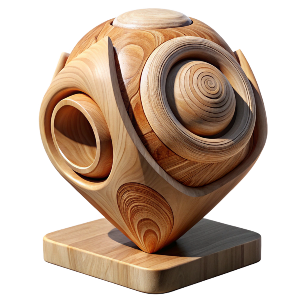 serene artistic Modern Sculpture Wood Material Isolated png