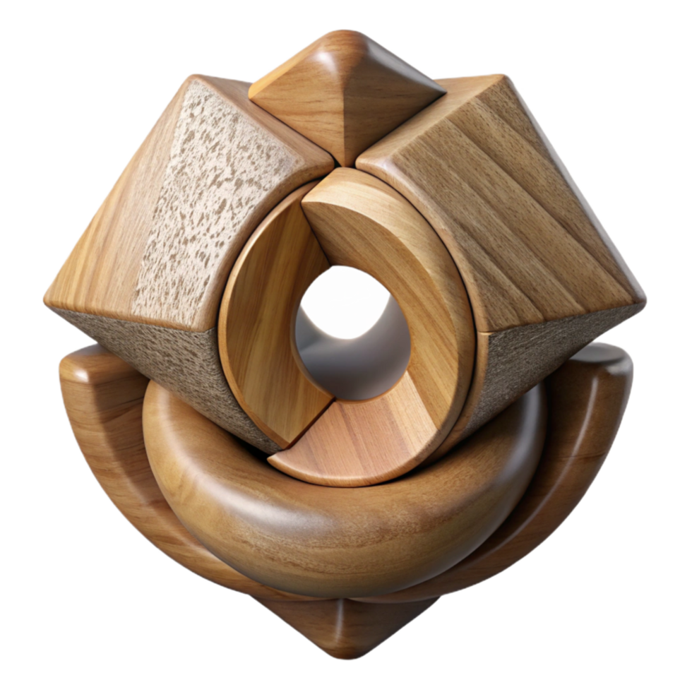 elegant rustic Modern Sculpture Wood Material Isolated professional png