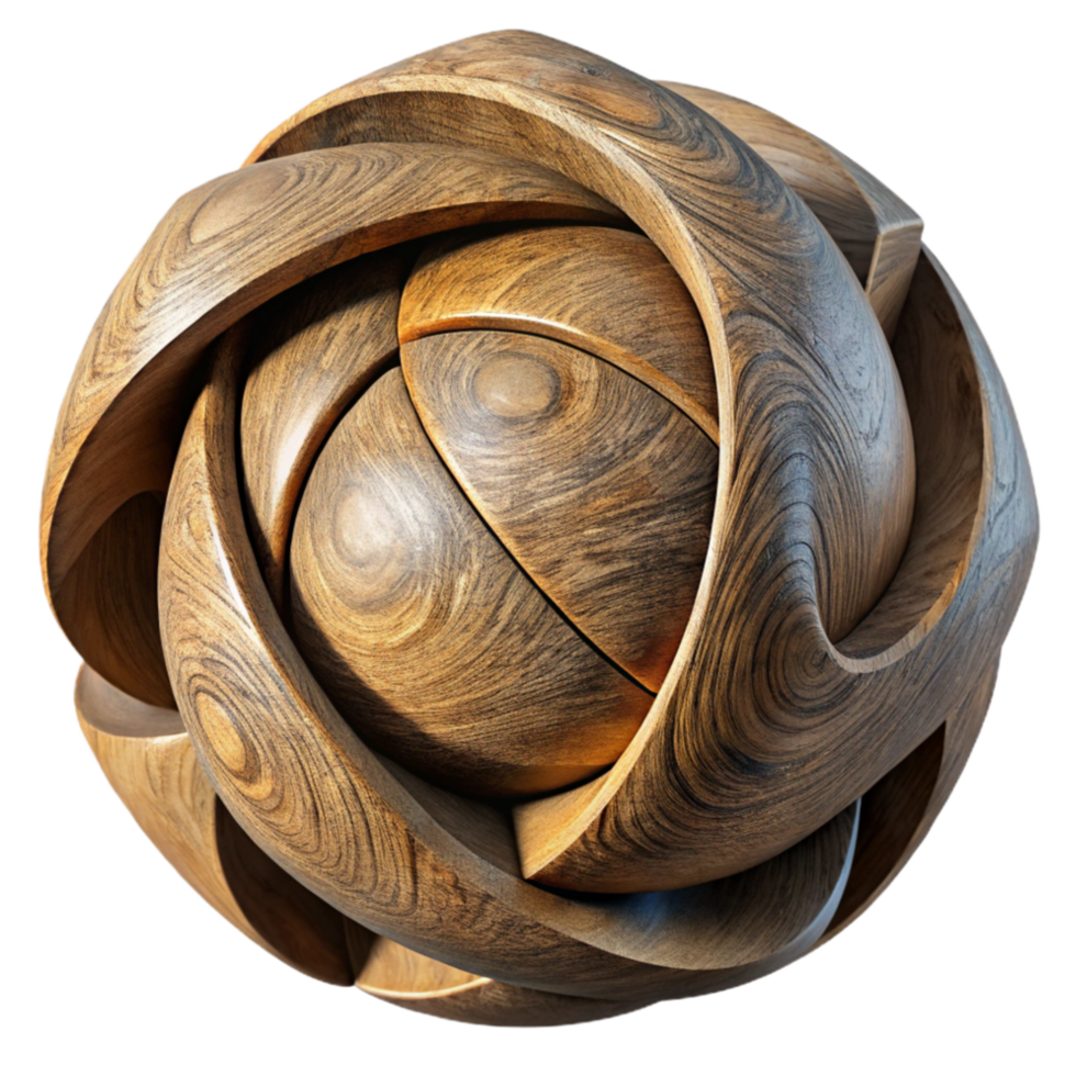 elegant modern Modern Sculpture Wood Material Isolated high resolution png