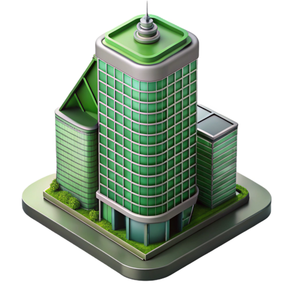 extraordinary minimalist Modern Skyscraper with Green Roof Transparent high resolution png