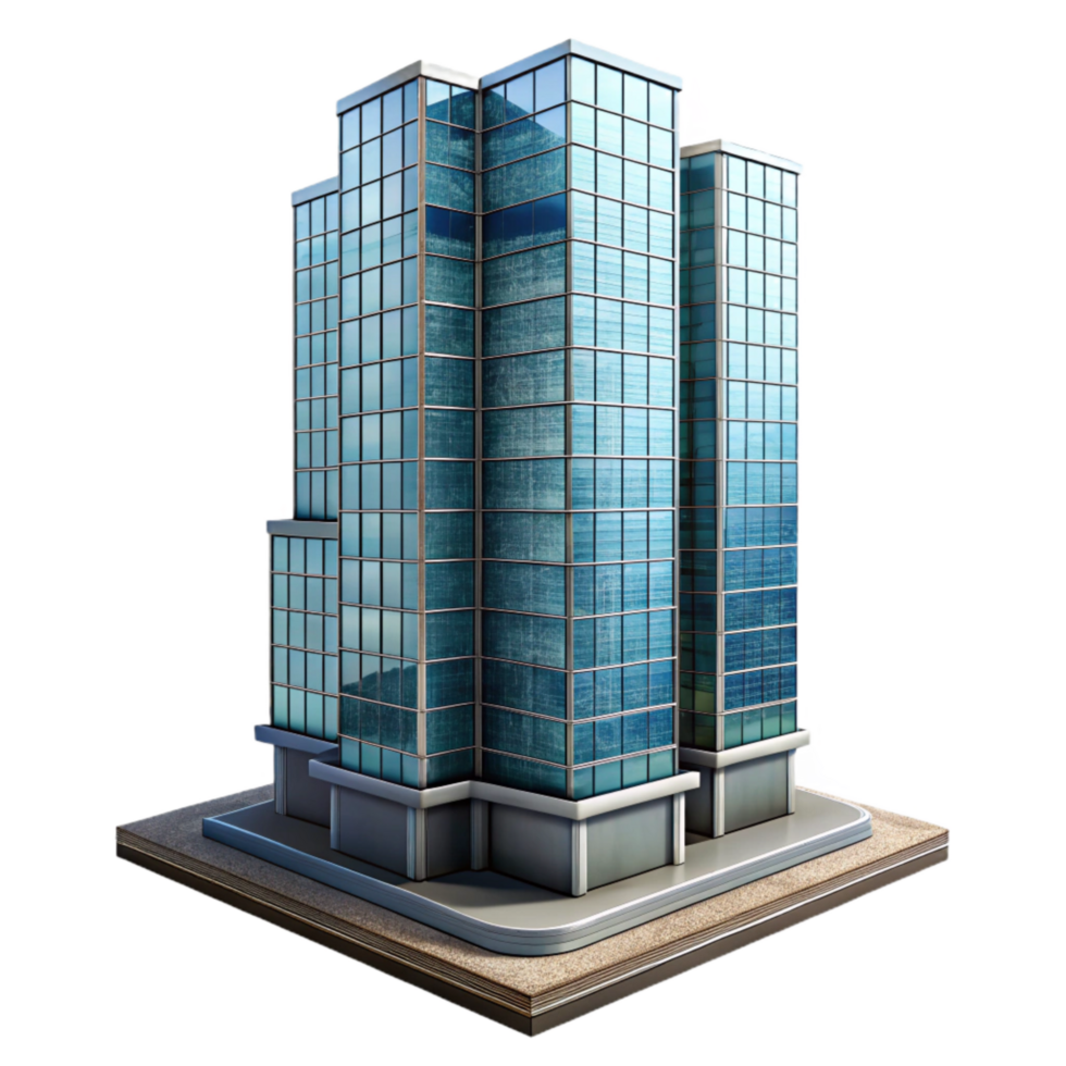 dramatic modern Modern Skyscraper with Glass Facade Isolated professional png