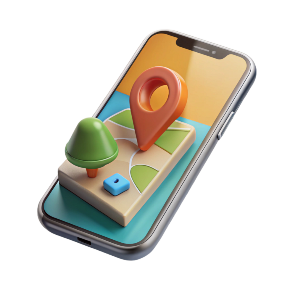vibrant artistic Modern Smartphone Showing Travel App Isolated exclusive png