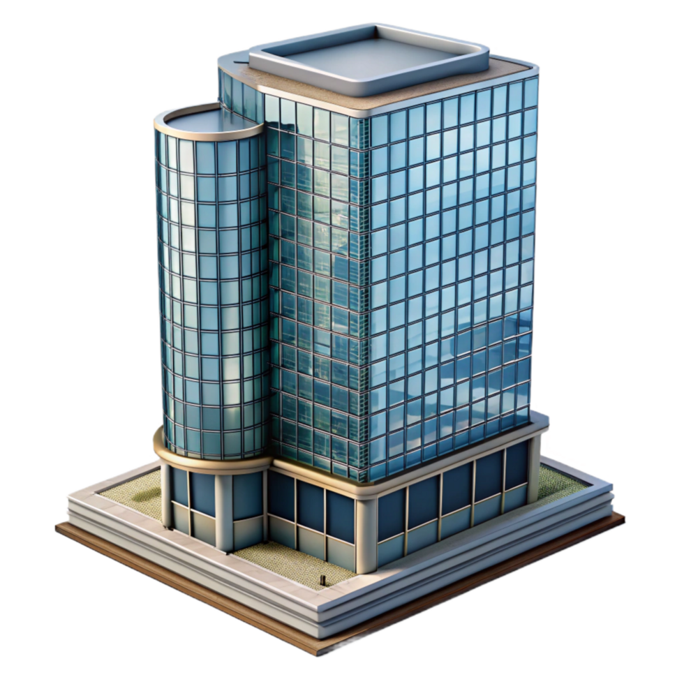 vibrant creative Modern Skyscraper with Glass Facade Isolated authentic png