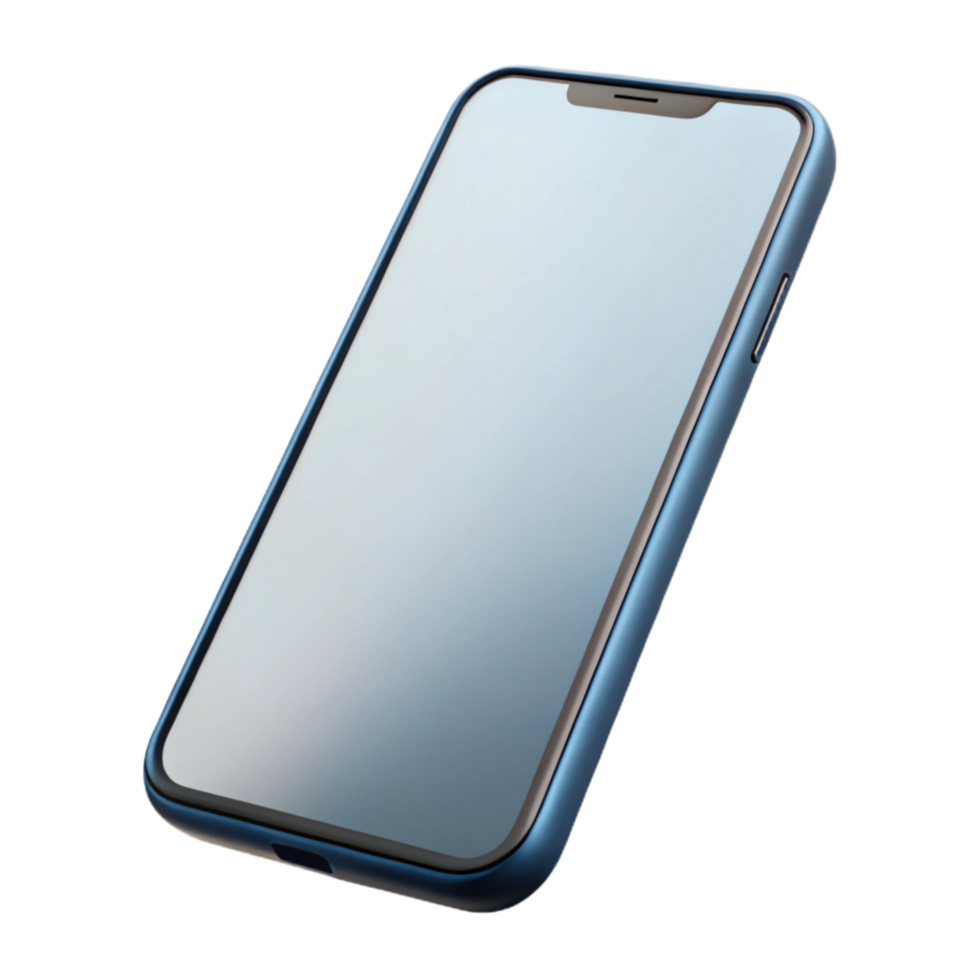 beautiful artistic Modern Smartphone with Blank Screen Angled View Transparent Background exclusive png