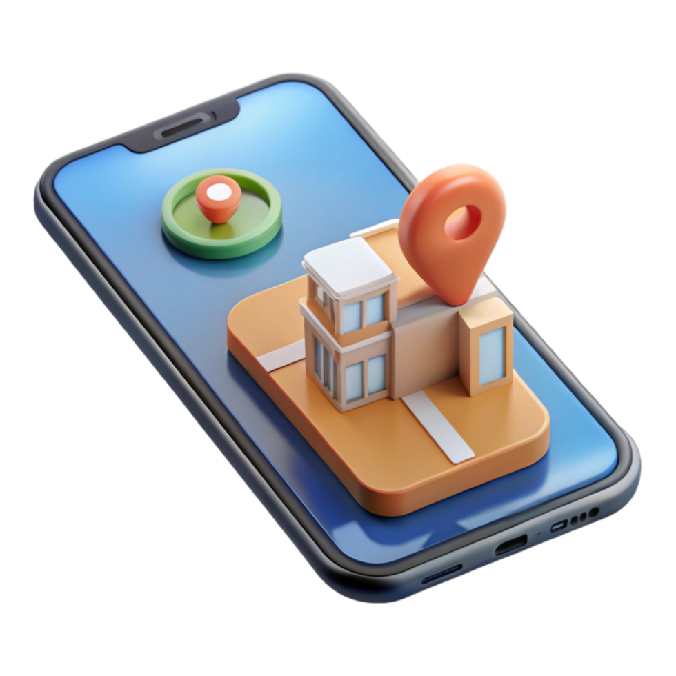 stunning rustic Modern Smartphone Showing Virtual Tour App Isolated detailed png