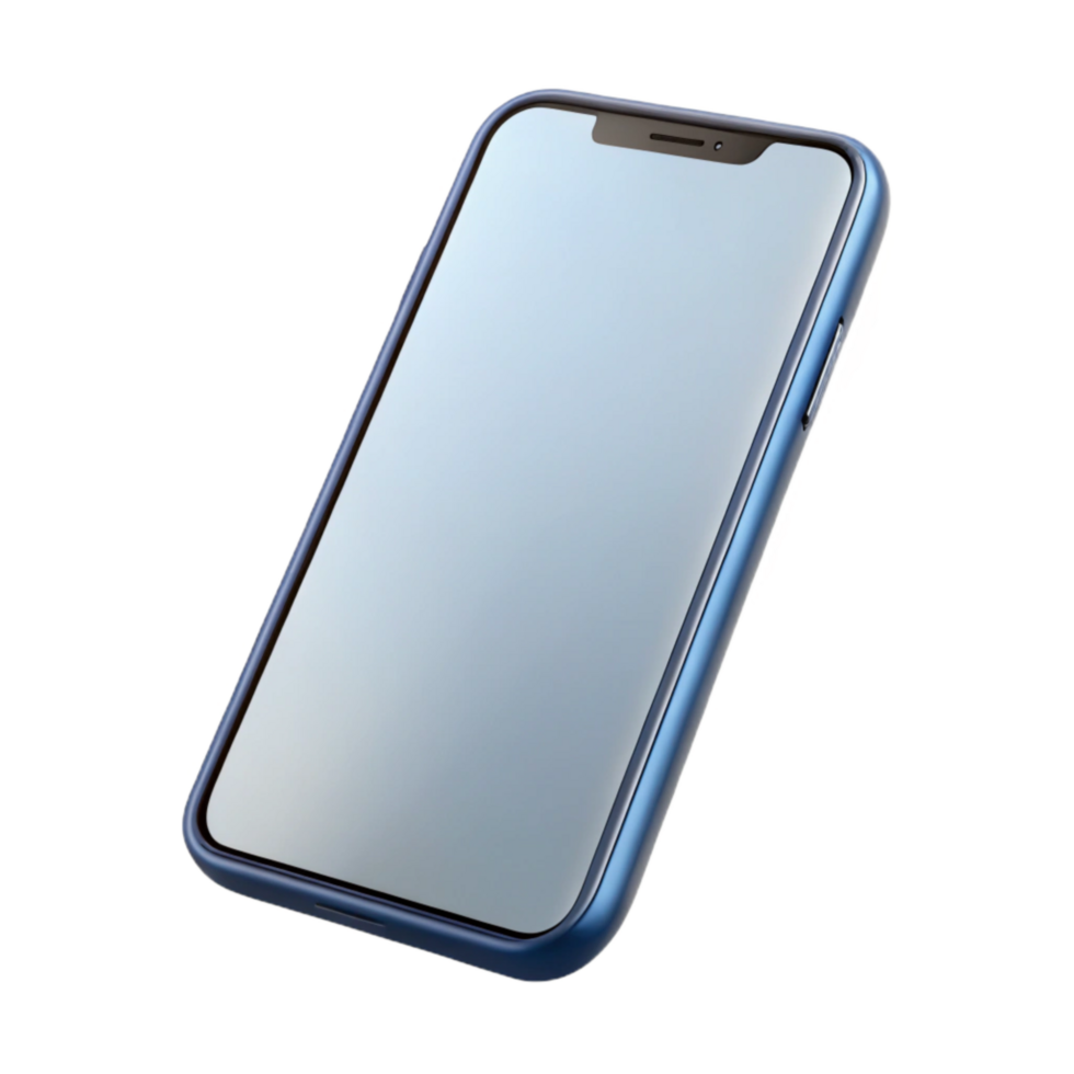 dramatic minimalist Modern Smartphone with Blank Screen Angled View Transparent Background detailed png