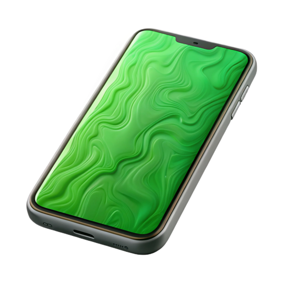 elegant rustic Modern Smartphone with Green Screen Mockup high resolution png