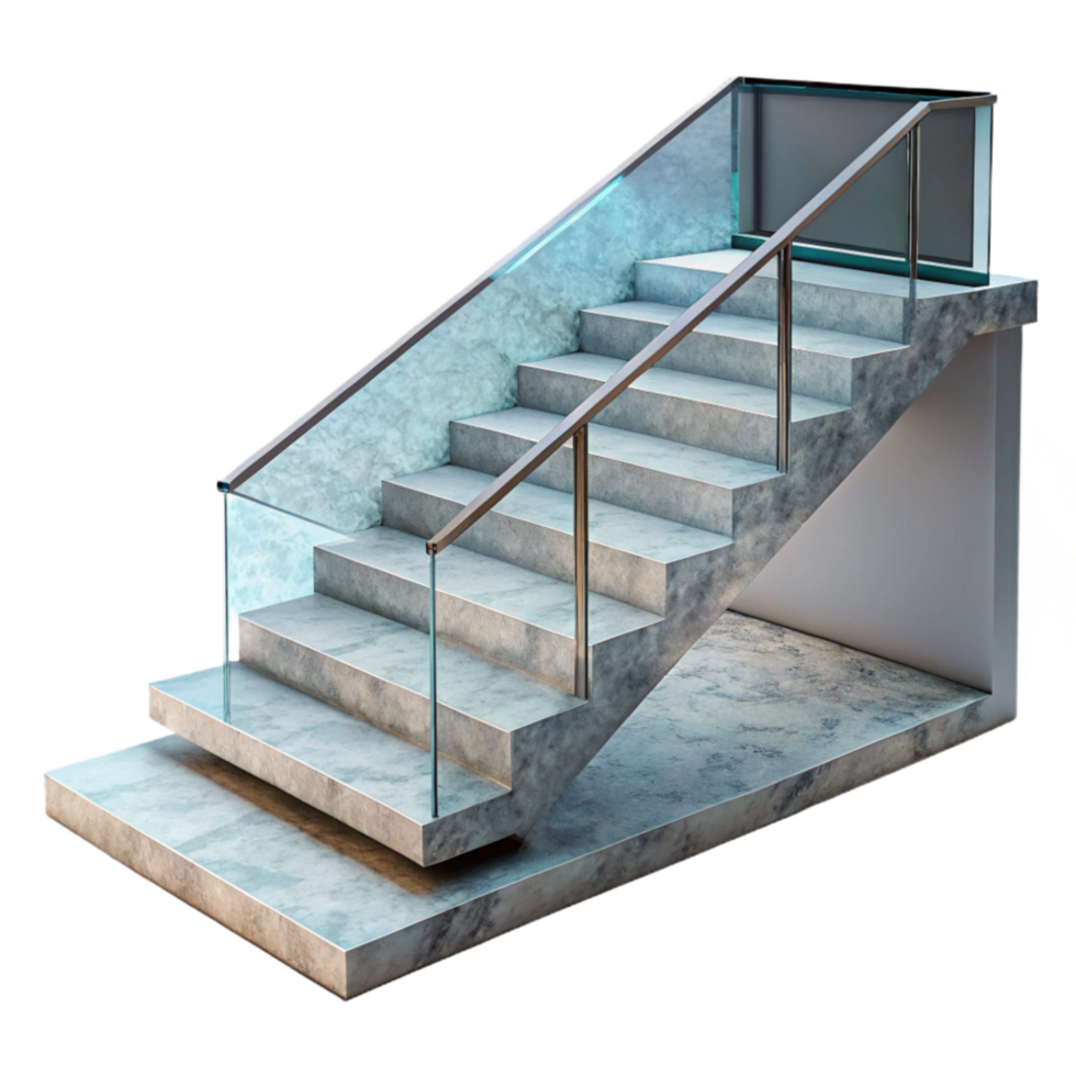 elegant creative Modern Staircase with Glass Railing Transparent Background premium png