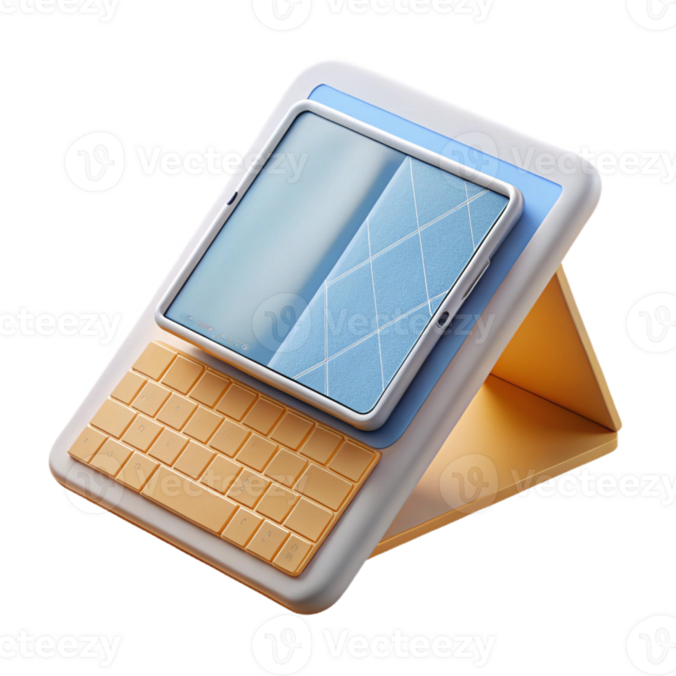 beautiful modern Modern Tablet with Keyboard Attachment Transparent png