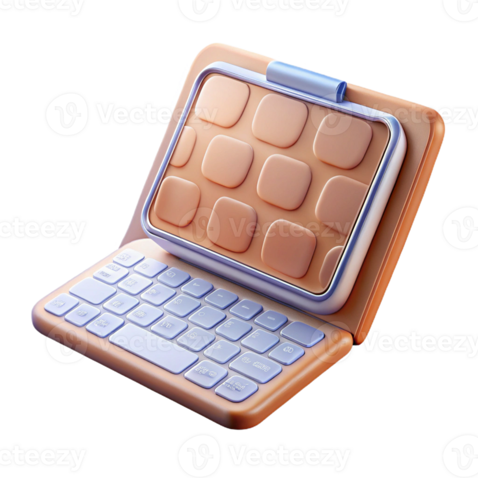 serene contemporary Modern Tablet with Keyboard Attachment Transparent detailed png