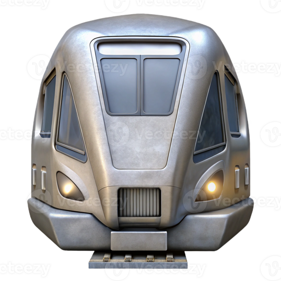 elegant rustic Modern Train Front View Silver Cutout professional png