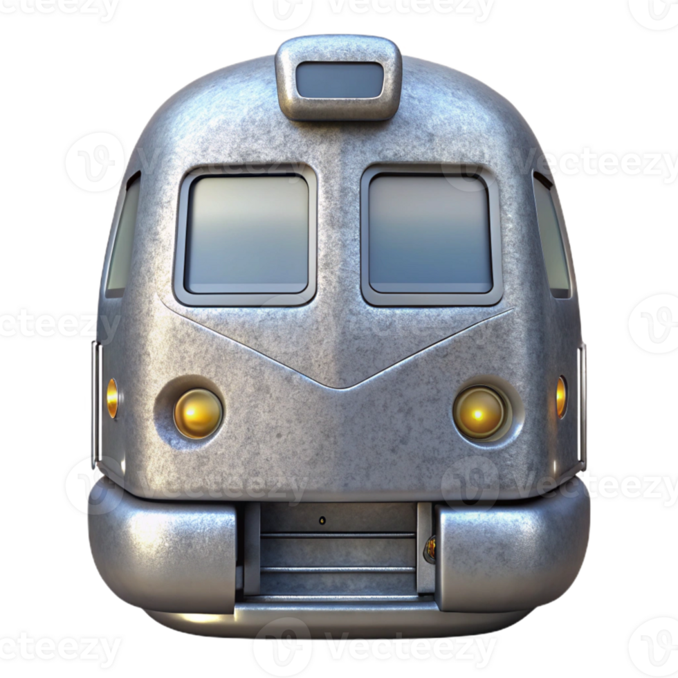 beautiful classic Modern Train Front View Silver Cutout high resolution png