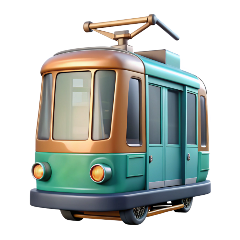serene vintage Modern Tram Front View Red Cutout original png