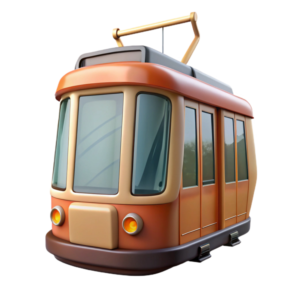 stunning rustic Modern Tram Front View Red Cutout original png