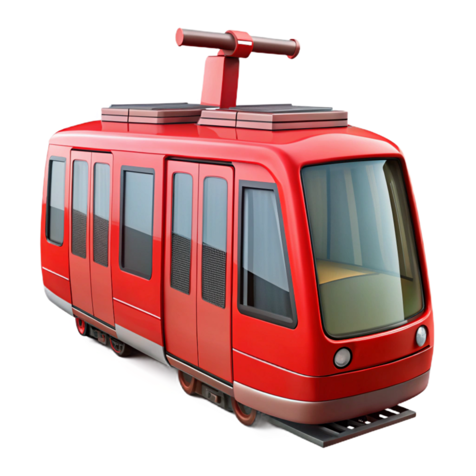 beautiful minimalist Modern Tram Front View Red Cutout premium png