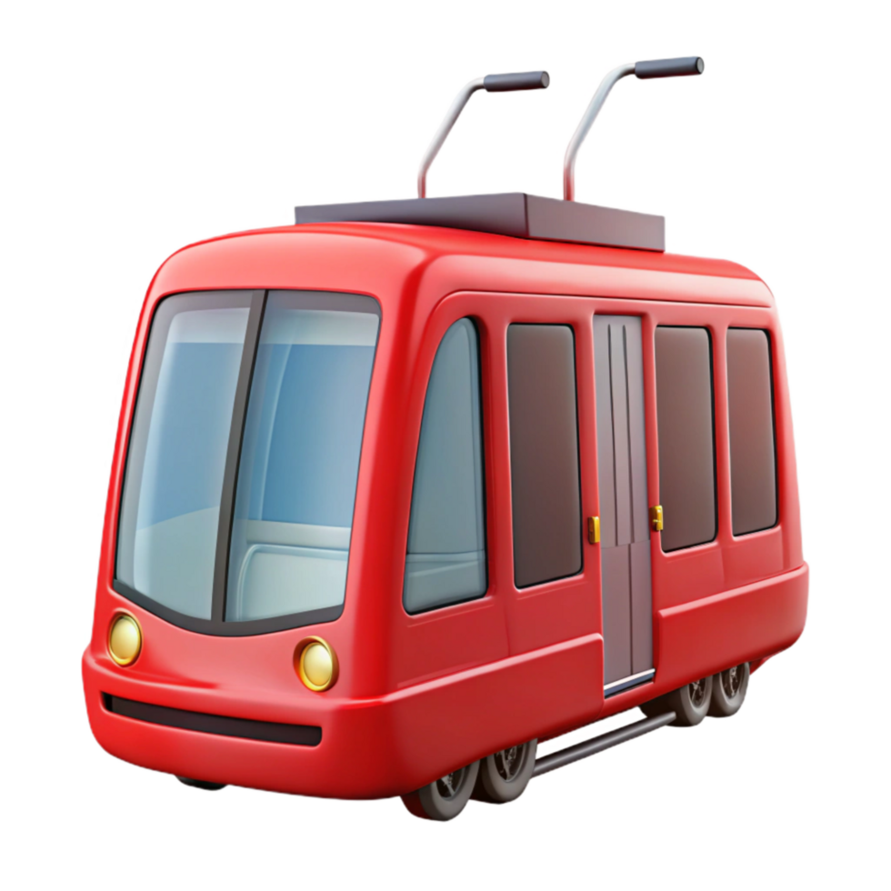 serene classic Modern Tram Front View Red Cutout high resolution png