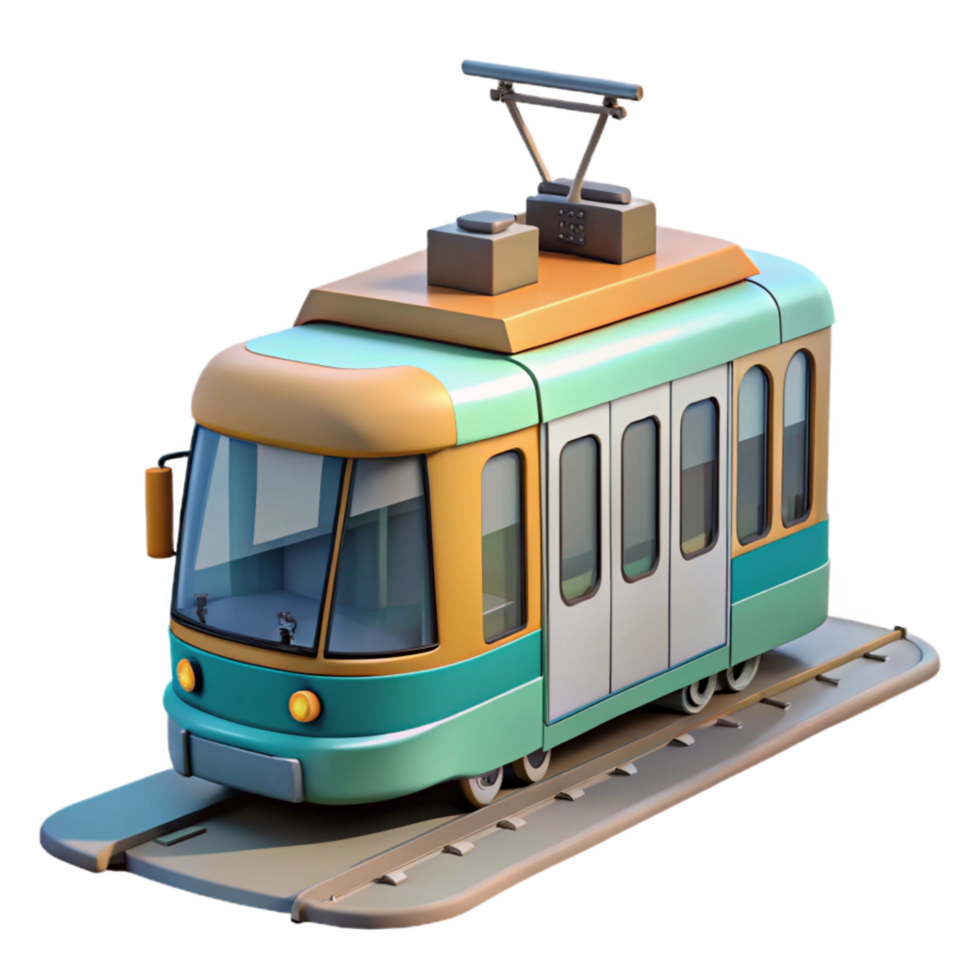 dramatic abstract Modern Tram in City Street Cutout Element high resolution png