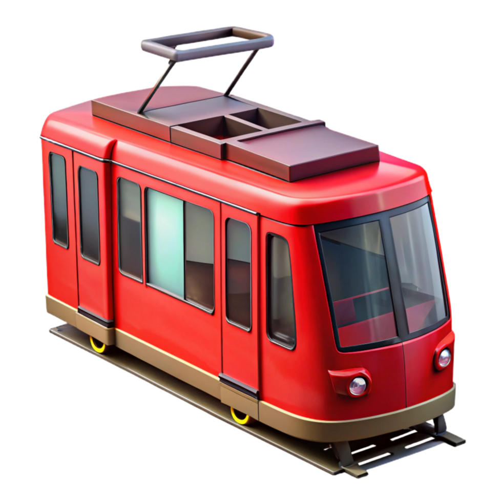 vibrant artistic Modern Tram Front View Red Cutout genuine png