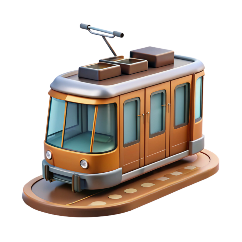 serene traditional Modern Tram in City Street Cutout Element professional png