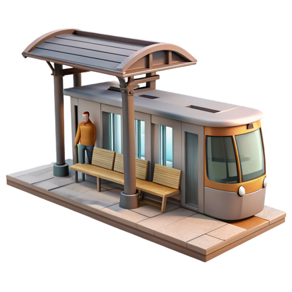 wonderful artistic Modern Tram Stop with Passengers exclusive png