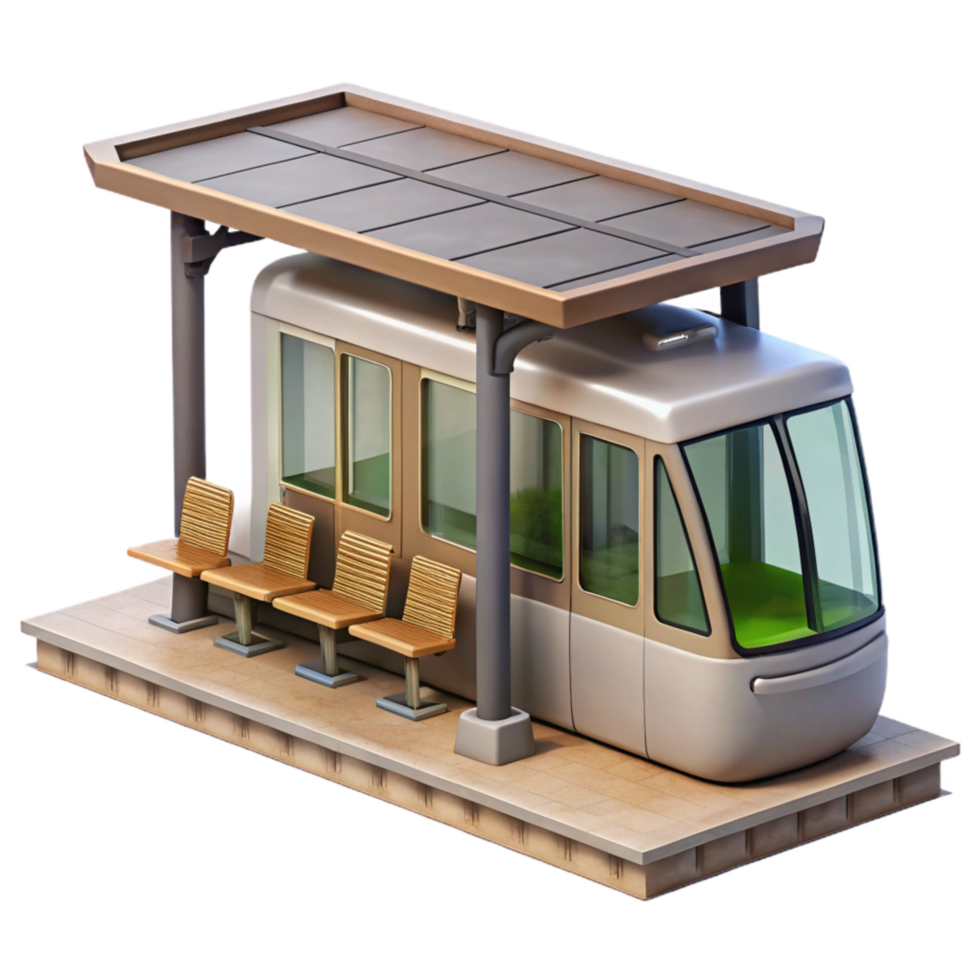 wonderful vintage Modern Tram Stop with Passengers authentic png