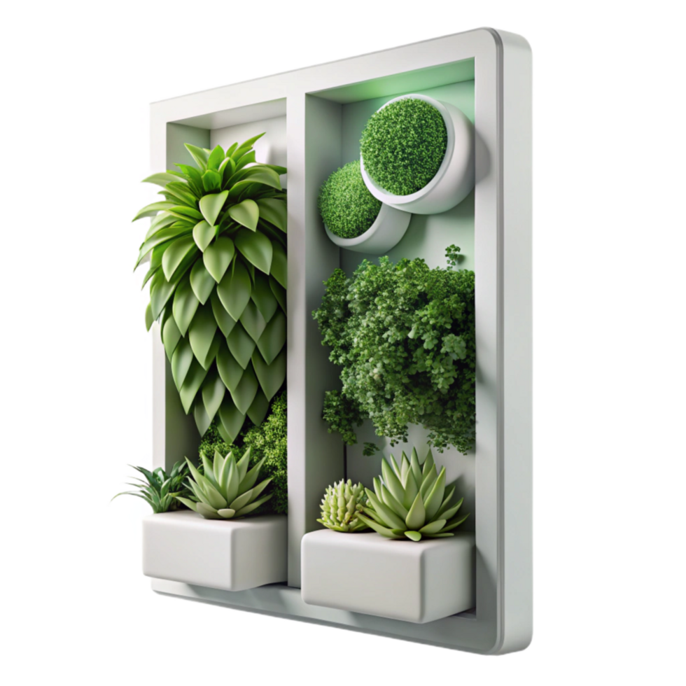 vibrant creative Modern Vertical Garden Design White Frame professional png