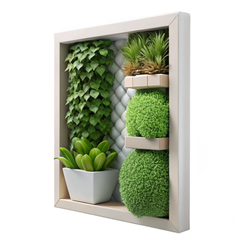 elegant vintage Modern Vertical Garden Design White Frame authentic png