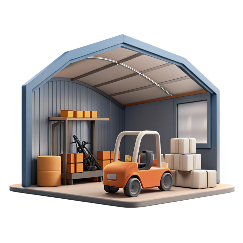 magnificent abstract Modern Warehouse Interior with Forklift Cutout Element png