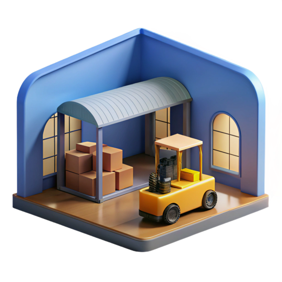 stunning abstract Modern Warehouse Interior with Forklift Cutout Element authentic png
