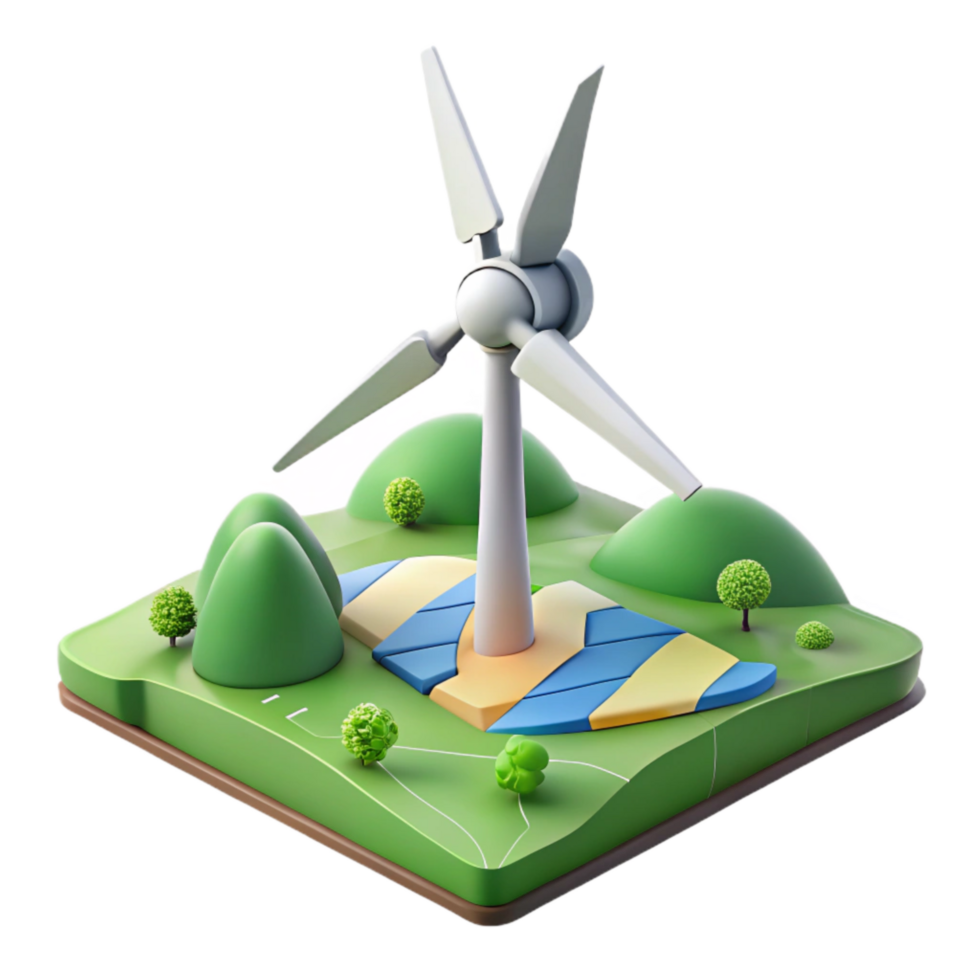 serene minimalist Modern Wind Turbine Farm Cutout with Rolling Hills genuine png