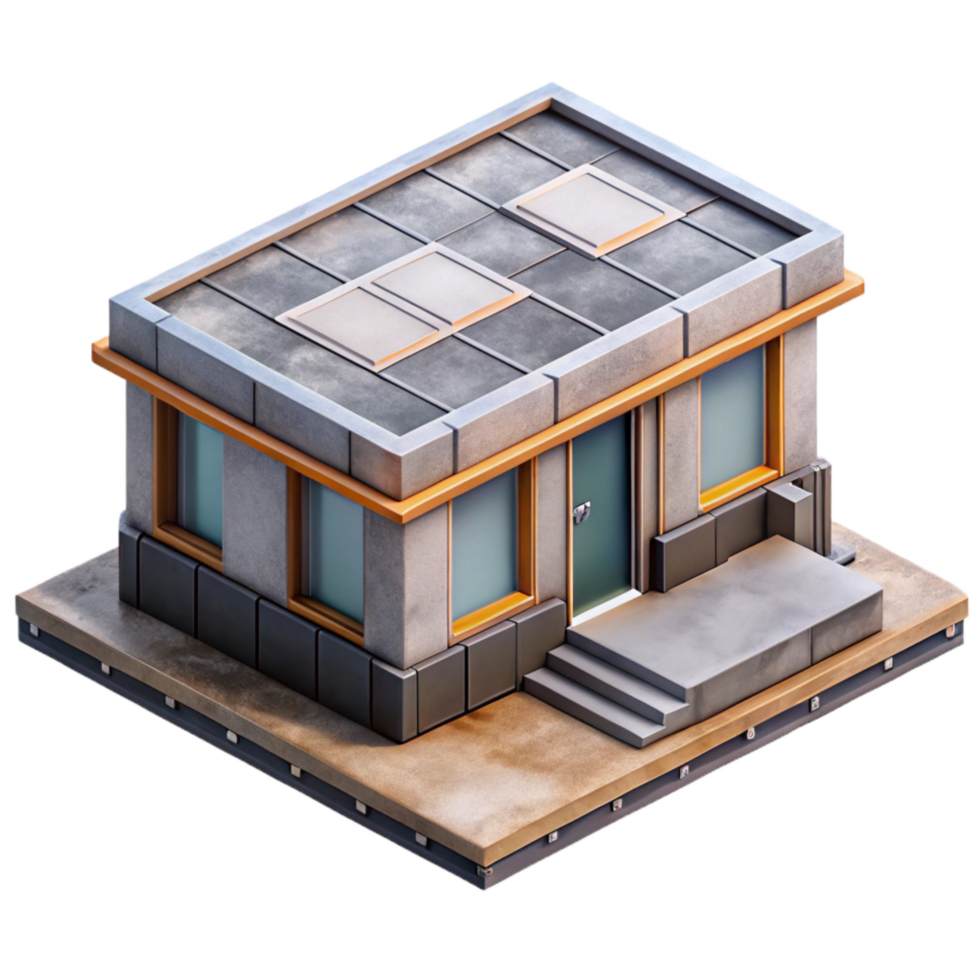 dramatic rustic Modular Building Unit Isometric View Cutout premium png