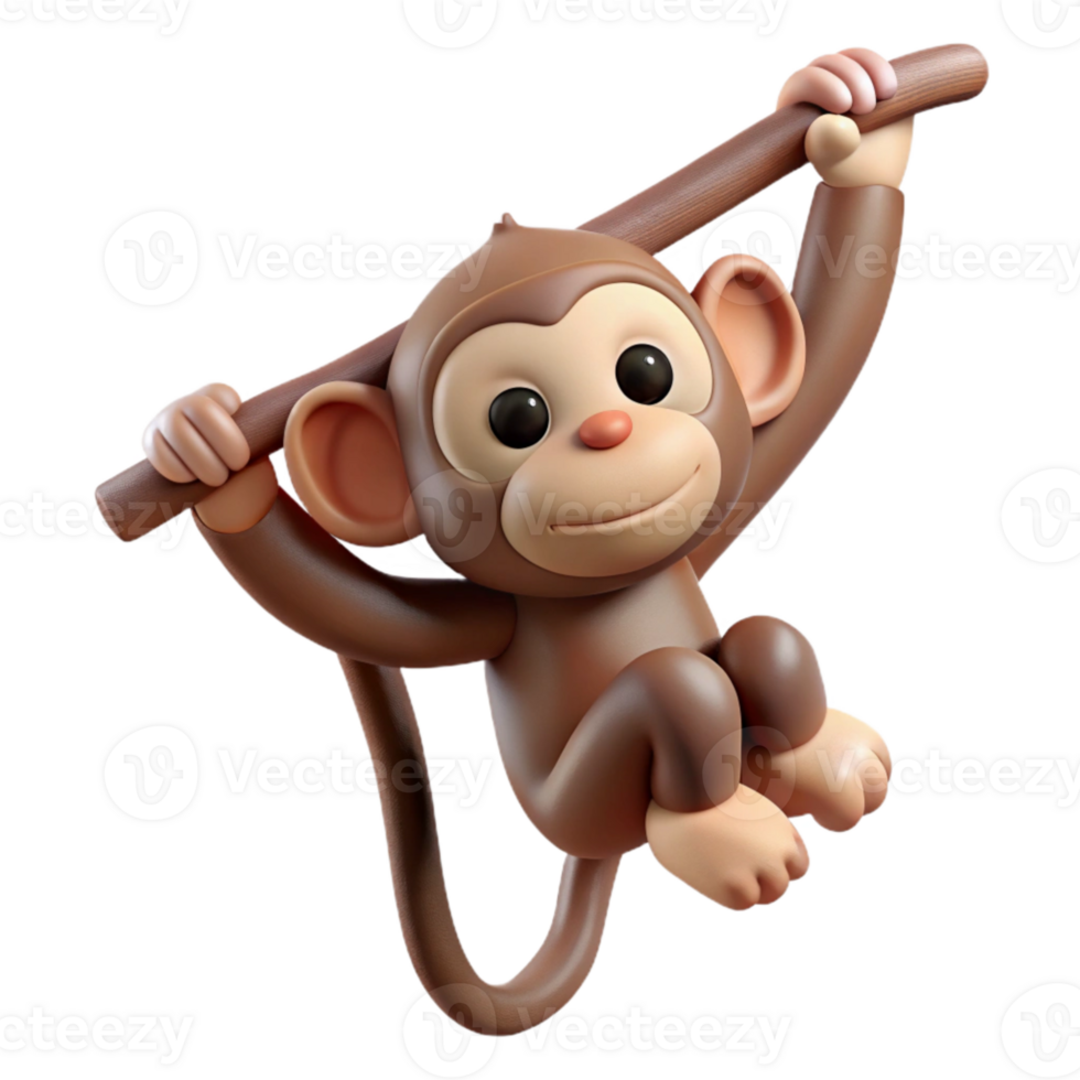 magnificent artistic Monkey Hanging From Branch Isolated Image high quality png
