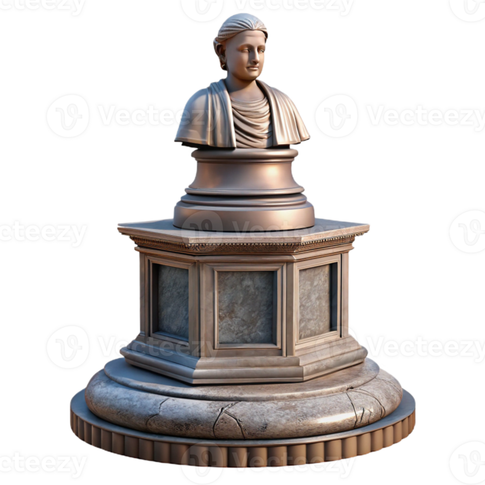 serene creative Monumental Statue Front View with Pedestal premium png