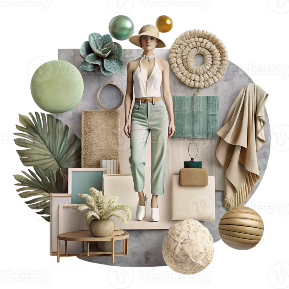 wonderful traditional Mood Board Fashion Inspiration Collage Transparent Background detailed png