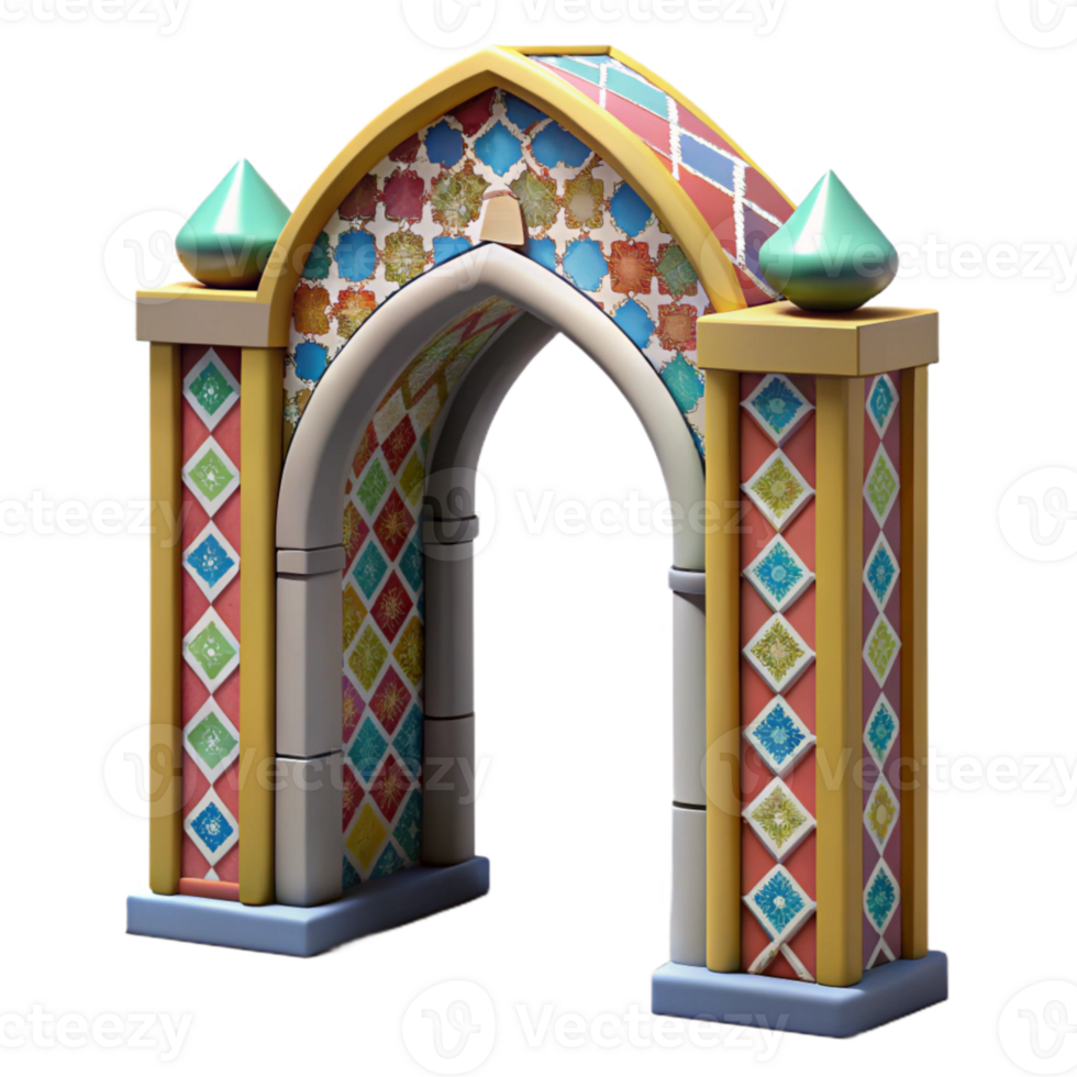 impressive artistic Moroccan Archway with Colorful Tiles Cutout professional png