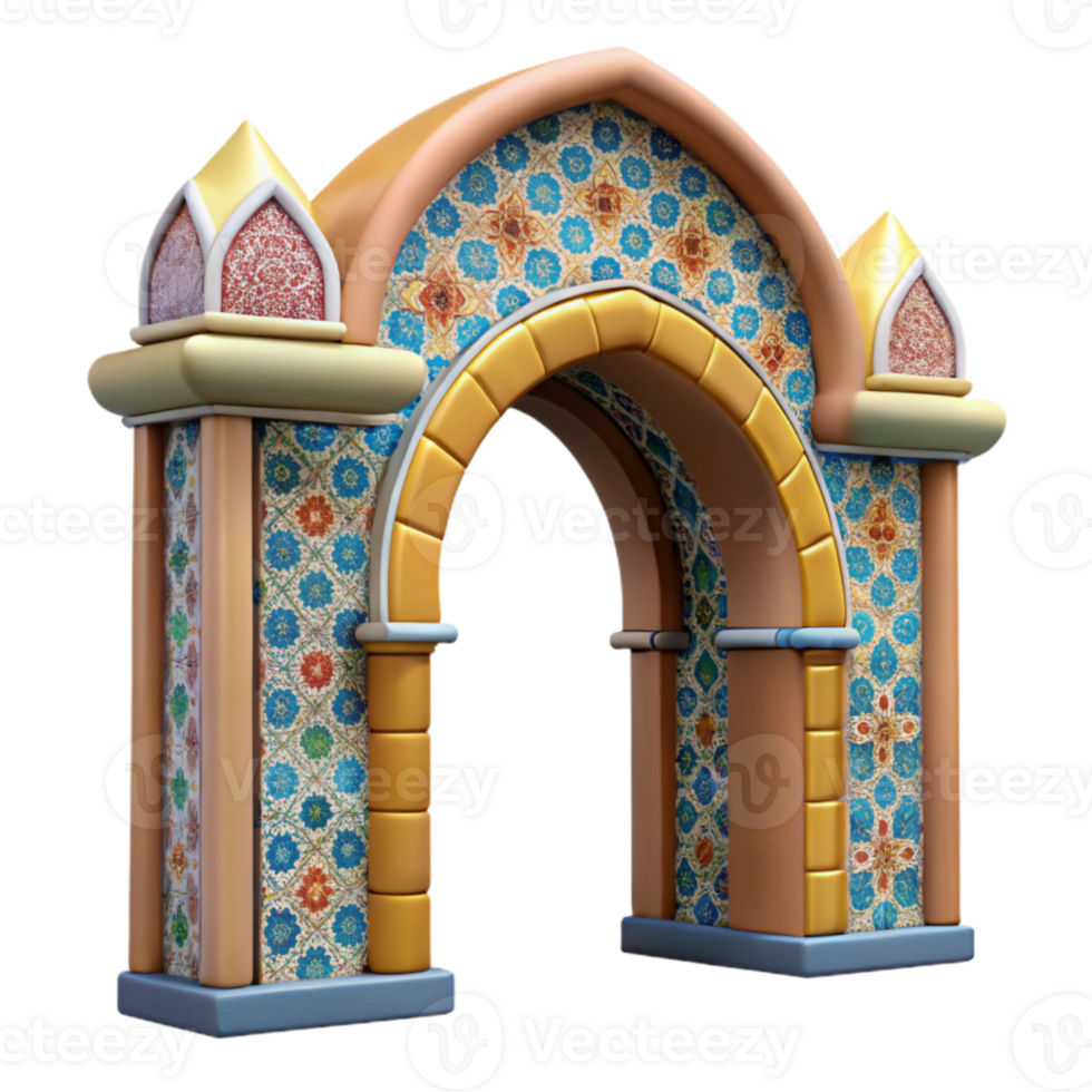 serene classic Moroccan Archway with Colorful Tiles Cutout png