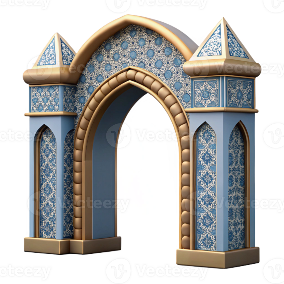 impressive creative Moroccan Archway with Tiles Isolated detailed png